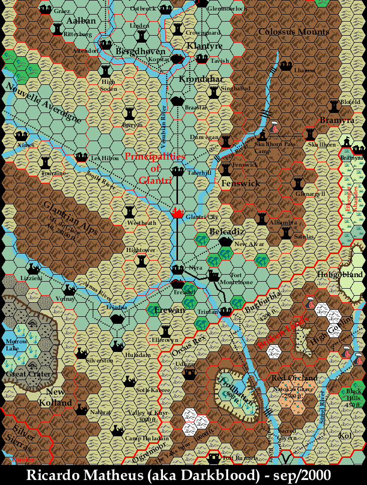 Known World Grid 0, 8 miles per hex by Ricardo Matheus, October 2000