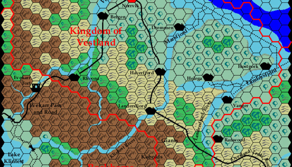 Known World Grid E3, 8 miles per hex by Ricardo Matheus, October 2000