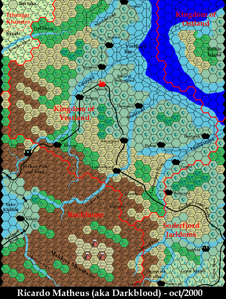 Known World Grid E3, 8 miles per hex by Ricardo Matheus, October 2000