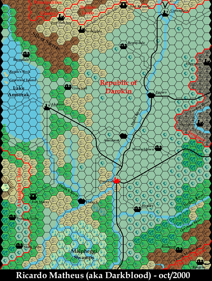 Known World Grid S1, 8 miles per hex by Ricardo Matheus, October 2000