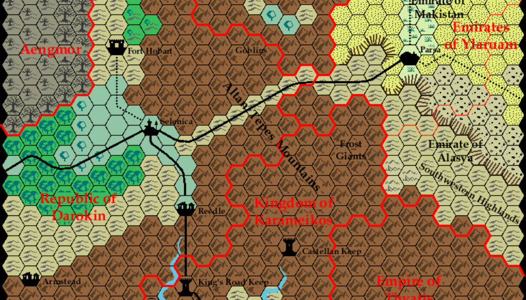 Known World Grid S1E2, 8 miles per hex by Ricardo Matheus, October 2000
