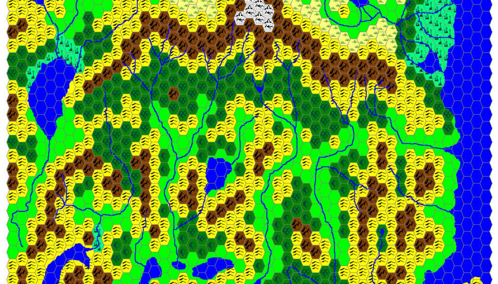 Taymora 3000-2500 BC, 24 miles per hex, by James Mishler, March 1999
