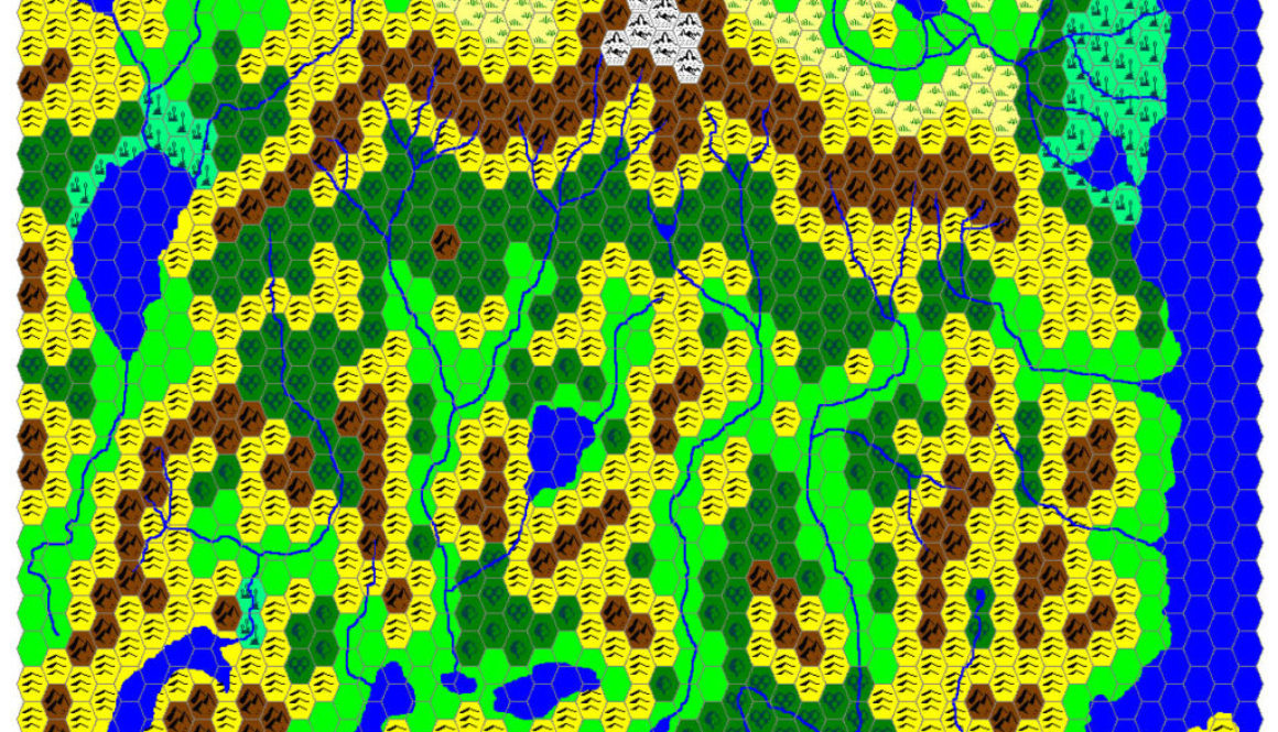 Taymora 3000-2500 BC, 24 miles per hex, by James Mishler, March 1999