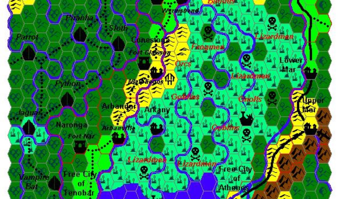 Westerlands, 8 miles per hex, by James Mishler, February 2003