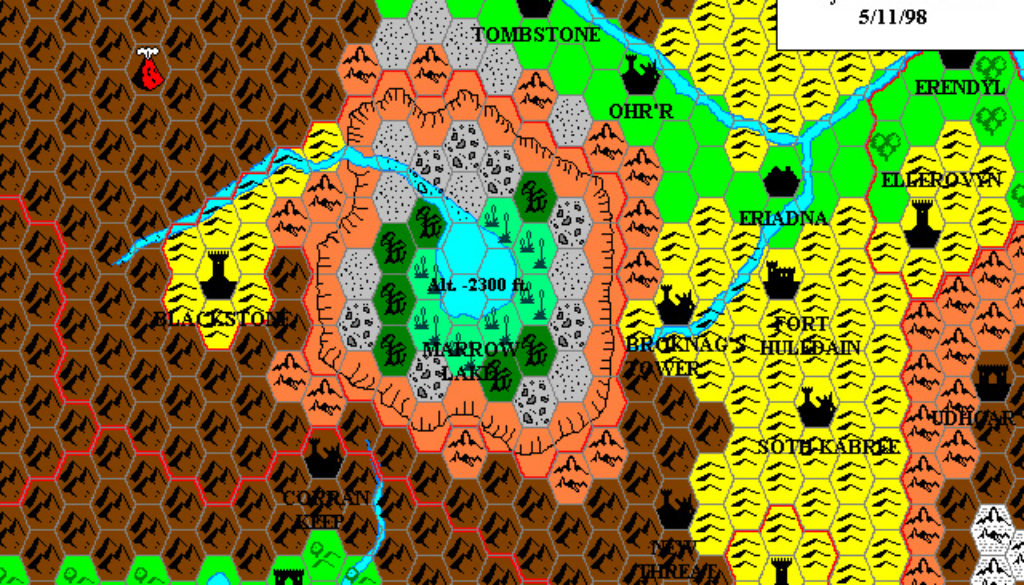 Great Crater Region, 8 miles per hex by Andrew Theisen, May 1998