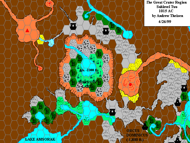 Great Crater Region Sublevel 2, 8 miles per hex by Andrew Theisen, April 1999