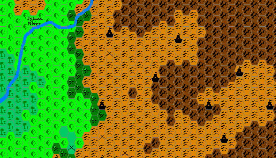 Northern Gnollheim Hills, 8 miles per hex by Andrew Theisen, September 2000