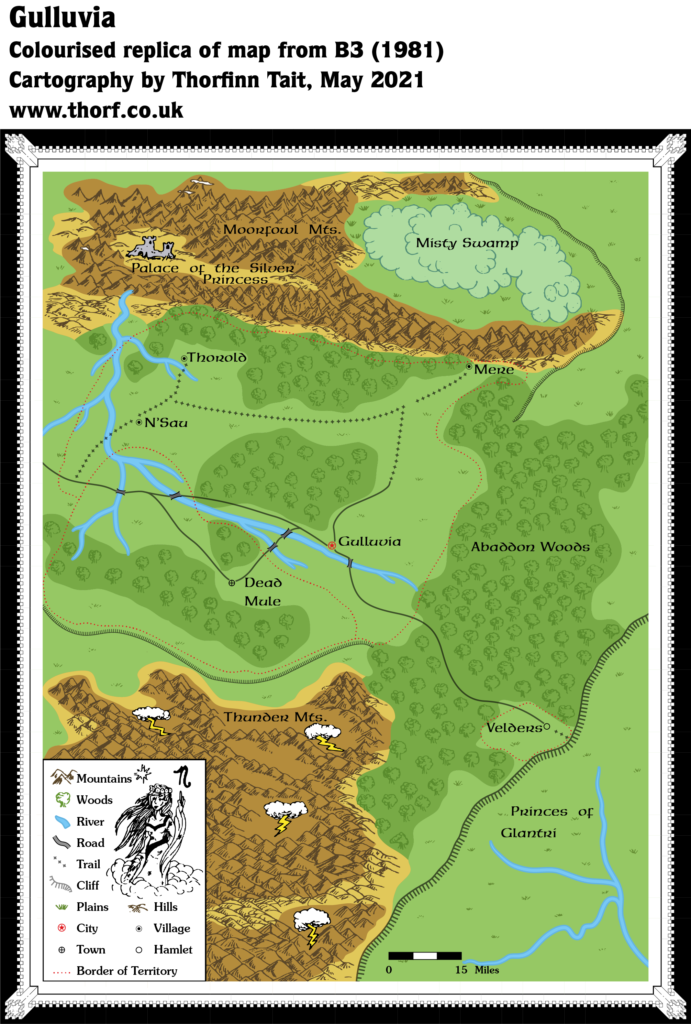 Colourised replica of B3 (orange cover) map of Gulluvia