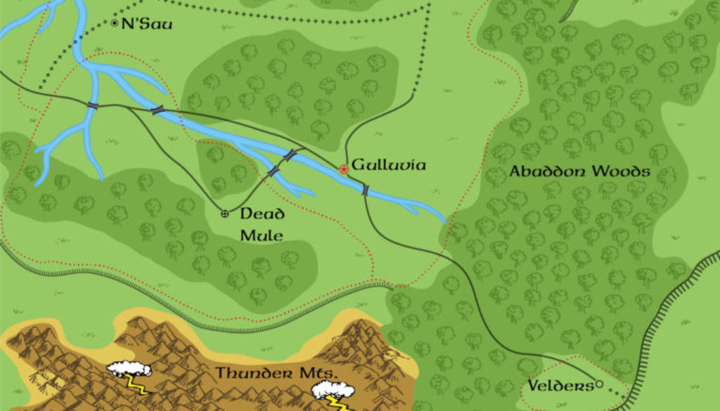 Colourised replica of B3 (orange cover) map of Gulluvia