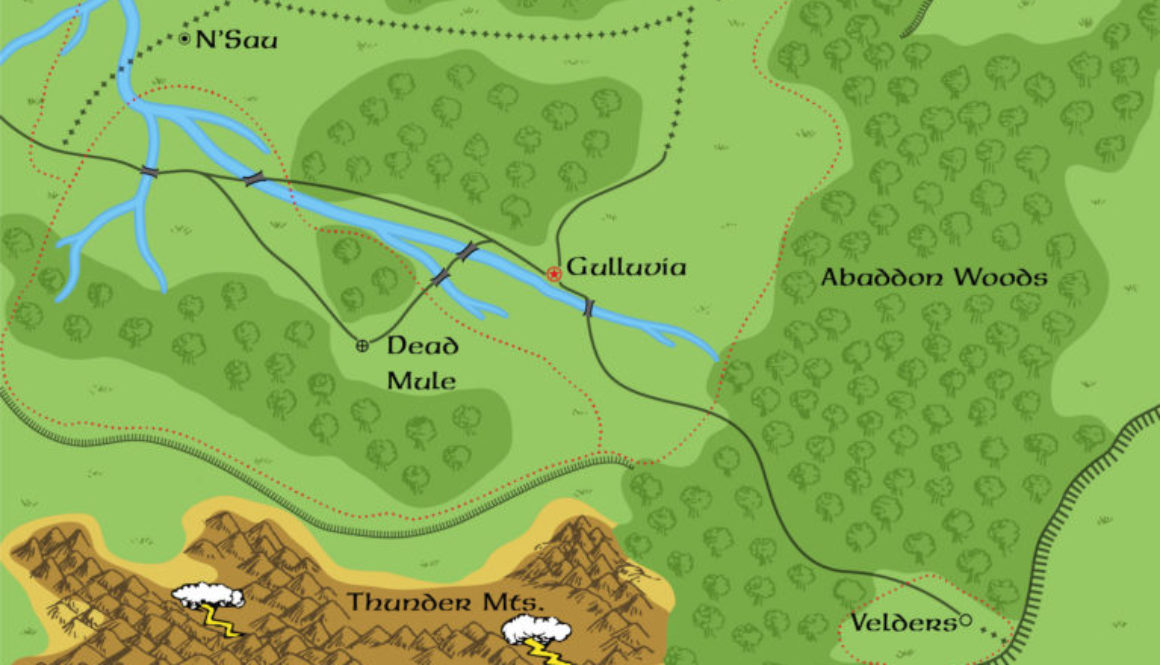 Colourised replica of B3 (orange cover) map of Gulluvia