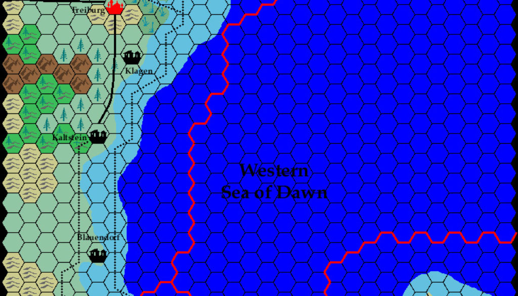 Known World Grid N1E3, 8 miles per hex by Ricardo Matheus, December 2000