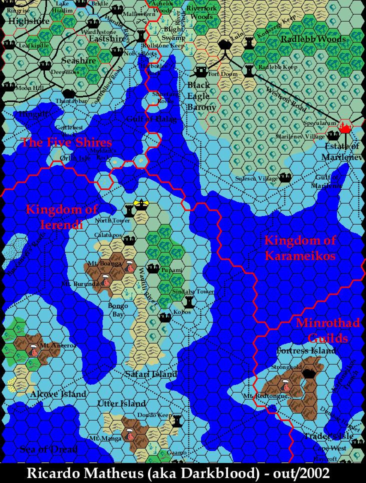 Known World Grid S2E1, 8 miles per hex by Ricardo Matheus, October 2002