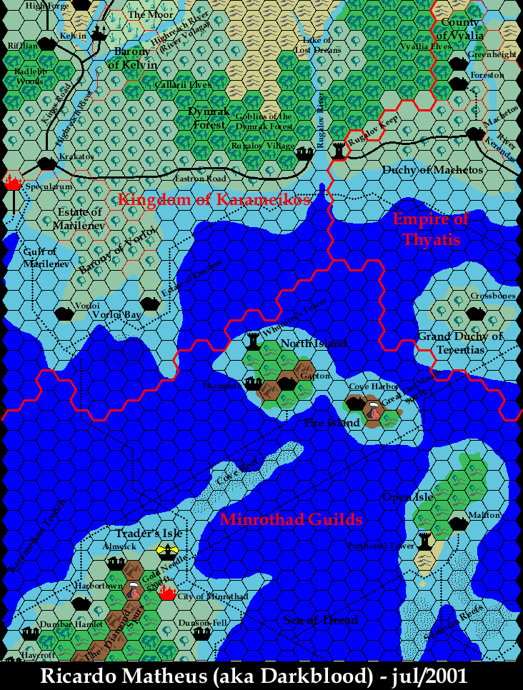 Known World Grid S2E2, 8 miles per hex by Ricardo Matheus, July 2001