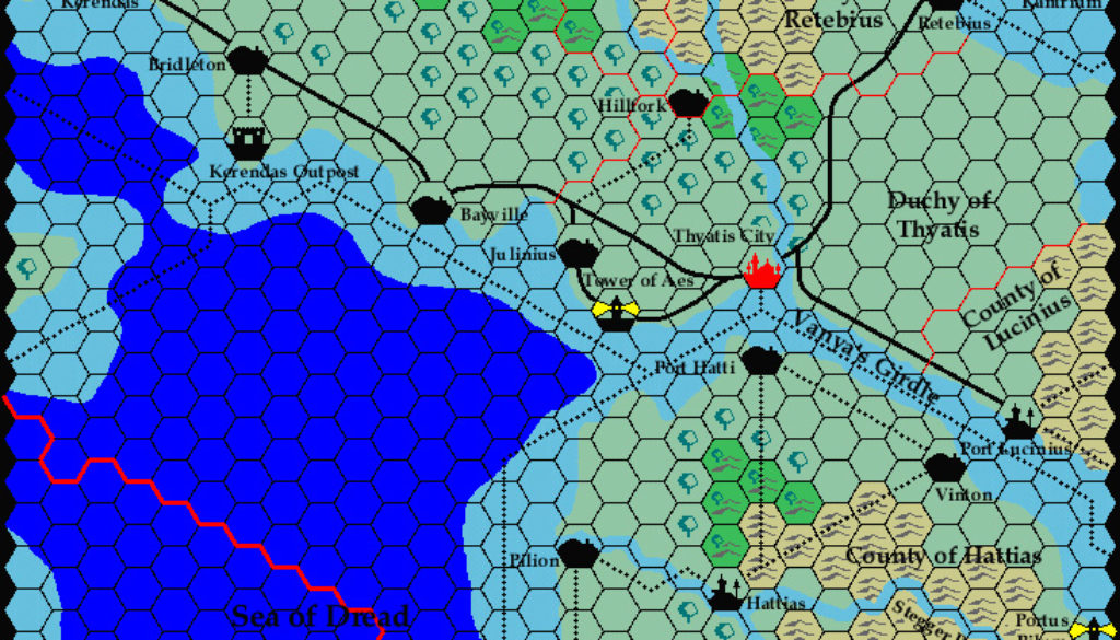 Known World Grid S2E3, 8 miles per hex by Ricardo Matheus, February 2001