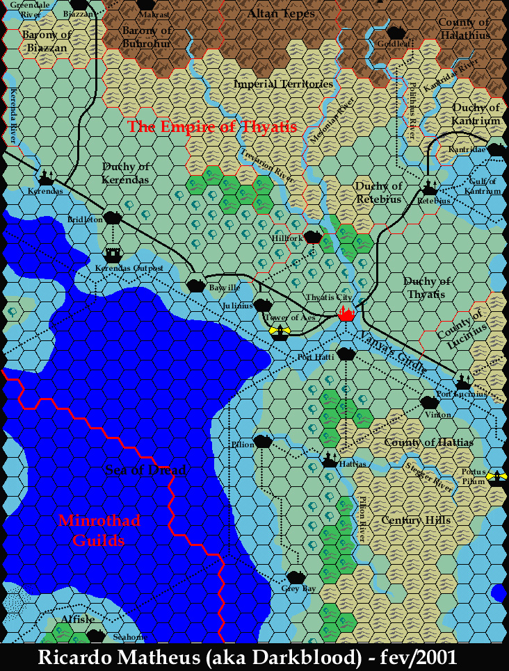 Known World Grid S2E3, 8 miles per hex by Ricardo Matheus, February 2001