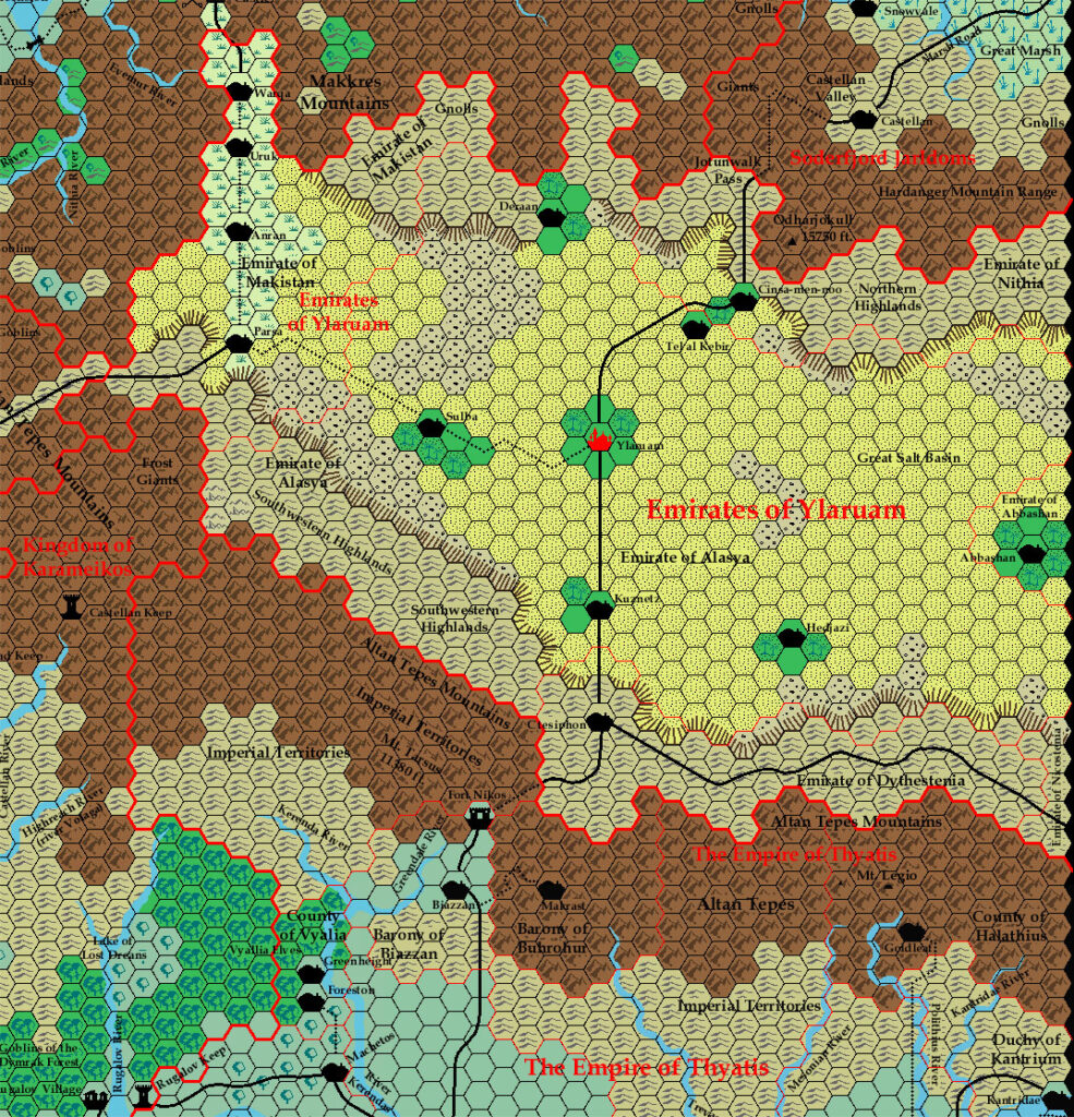 Ylaruam, 8 miles per hex by Ricardo Matheus, October 2000