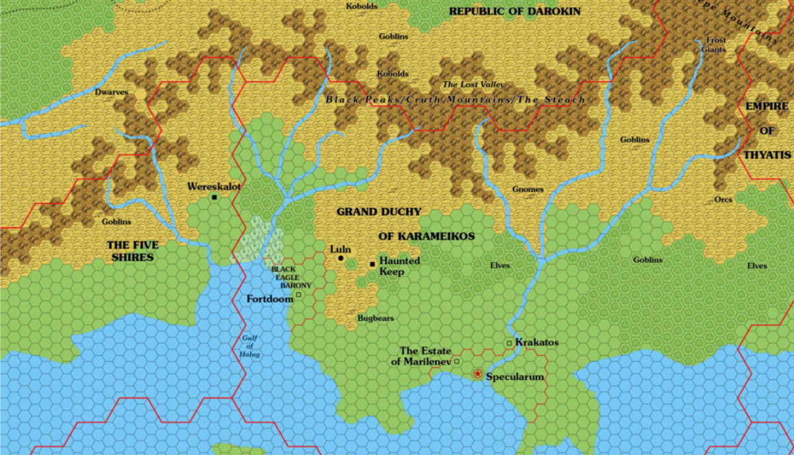 Karameikos, 6 miles per hex (1981)