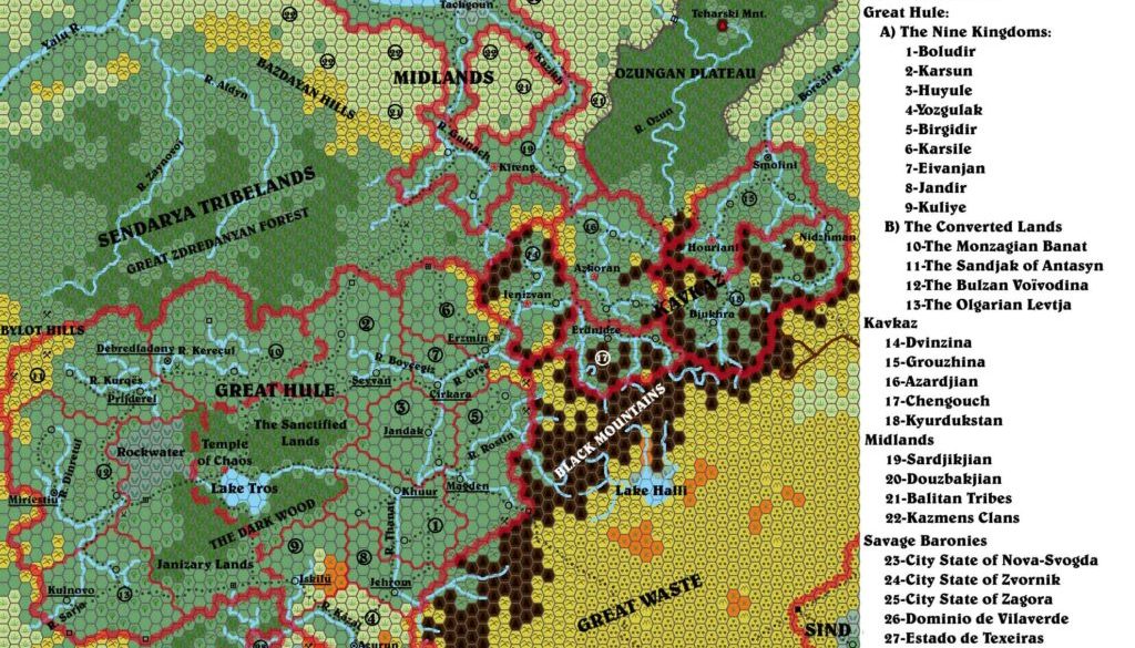 Hule and the Midlands, 24 miles per hex by Christian Constantin, May 1999