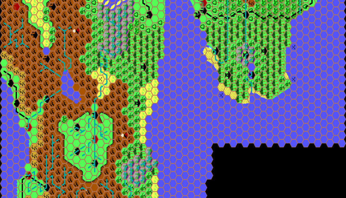 Arm of the Immortals and Orc’s Head Peninsula, 24 miles per hex by Thibault Sarlat, January 1998
