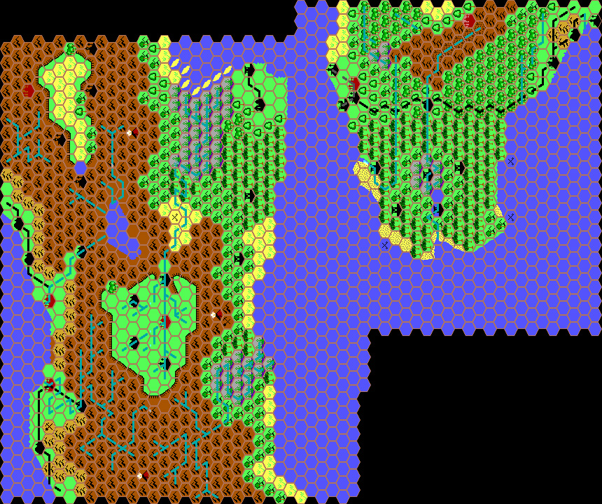 Arm of the Immortals and Orc’s Head Peninsula, 24 miles per hex by Thibault Sarlat, January 1998