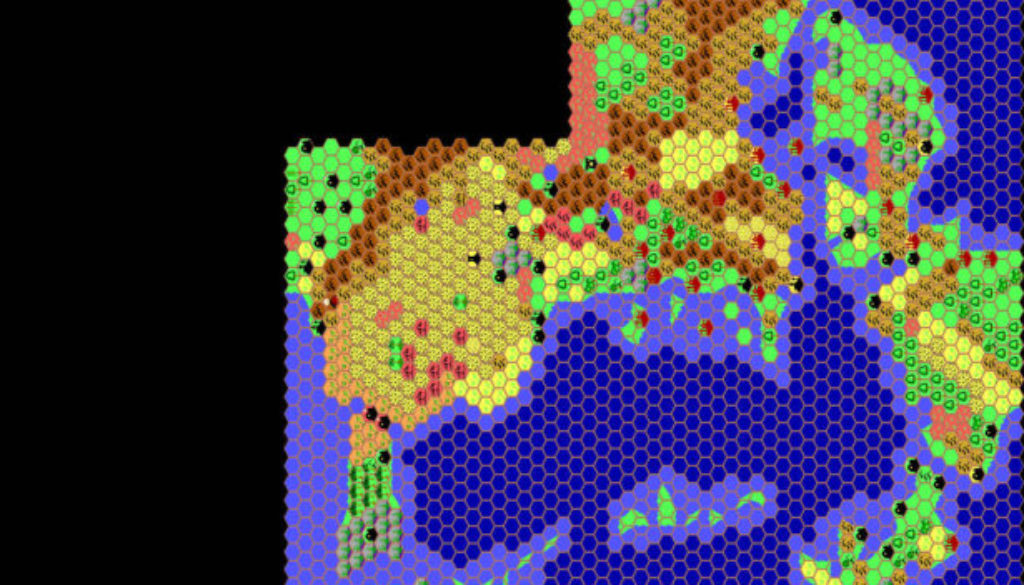Brun area, 72 miles per hex by Thibault Sarlat, August 1999