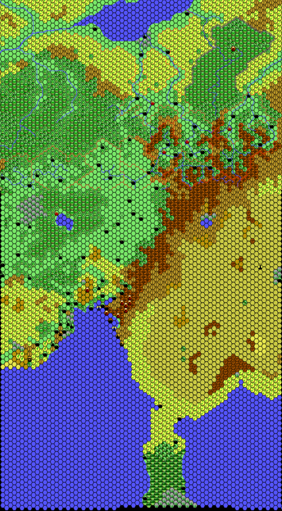 Hule, 24 miles per hex by Thibault Sarlat, November 2001