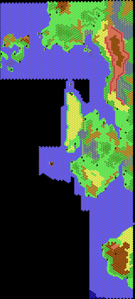 Western Isle of Dawn, 8 miles per hex by Thibault Sarlat, January 1998