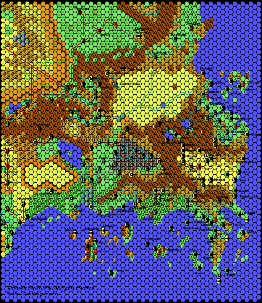 The Known World, 24 miles per hex by Thibault Sarlat, June 2001