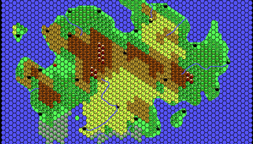 Lhomarr 7,500 BC, 48 miles per hex by Thibault Sarlat, April 2001