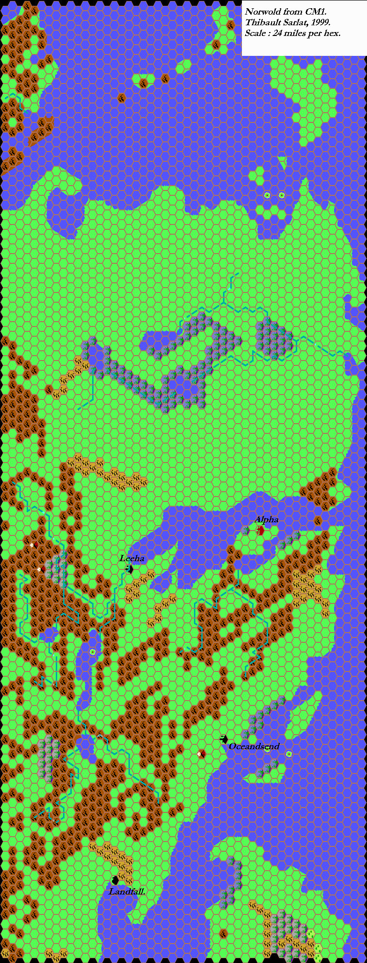 CM1 Norwold, 24 miles per hex by Thibault Sarlat, July 1999