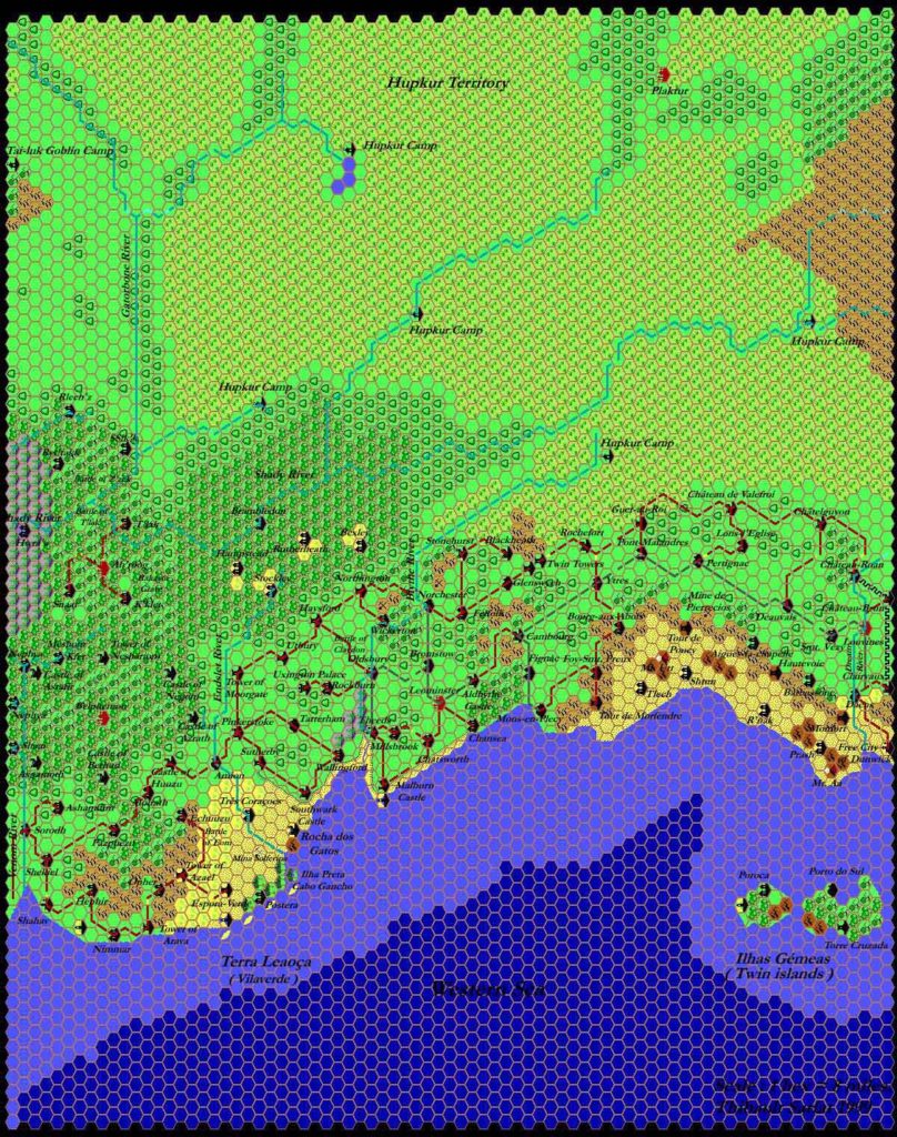 Renardy, Bellayne, and Eastern Herath, 8 miles per hex by Thibault Sarlat, June 1999