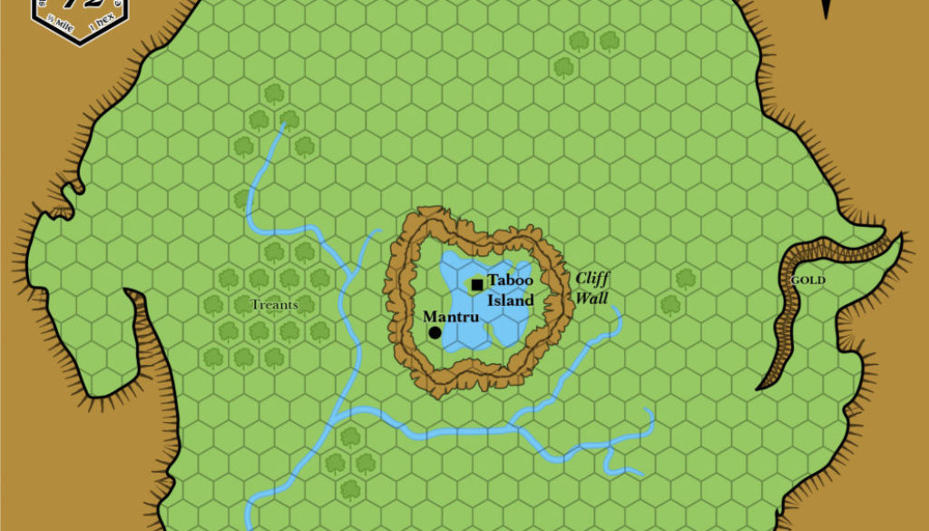 Isle of Dread Central Plateau, 0.5 miles per hex (1983)