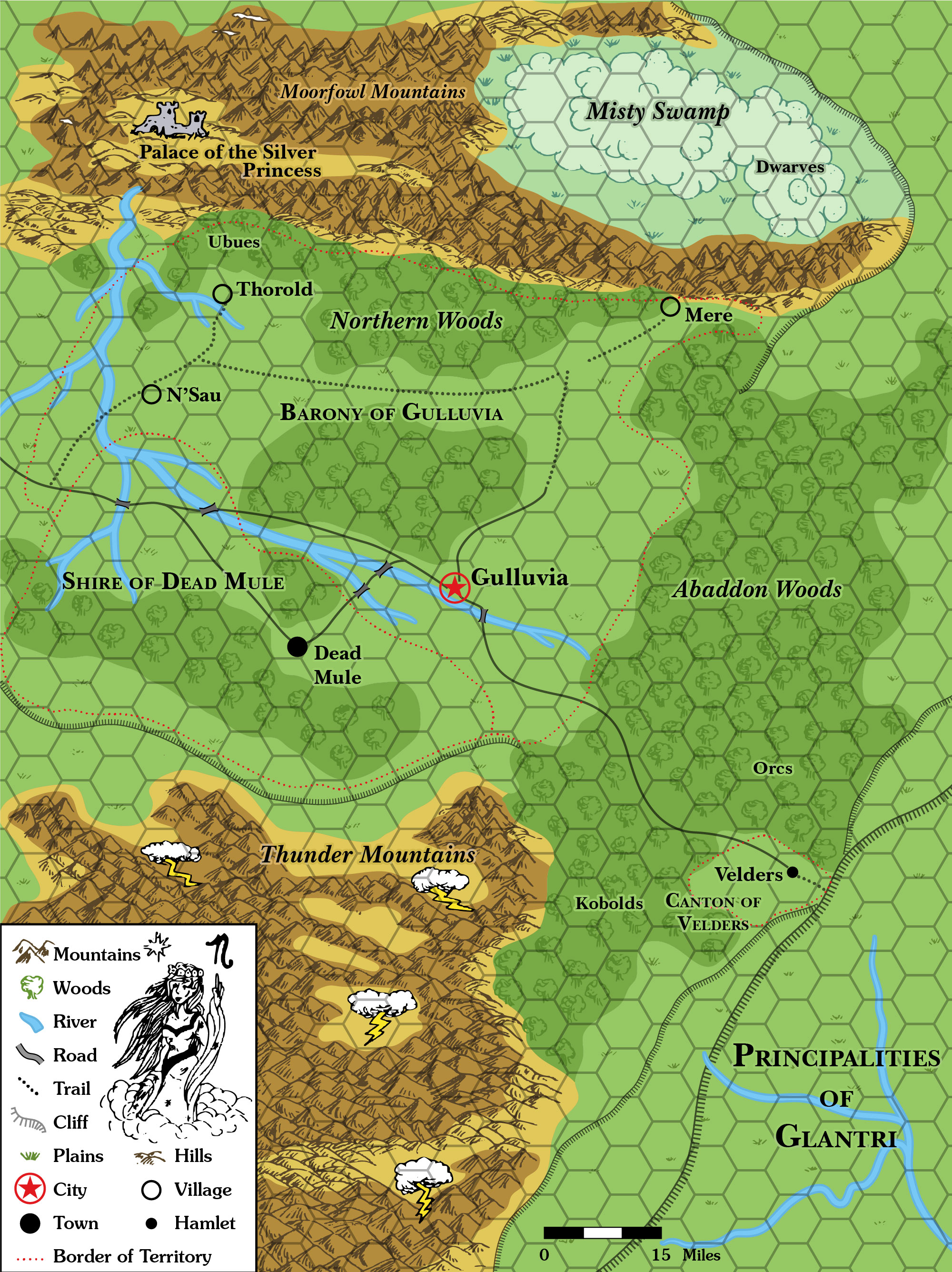 Gulluvia, 6 miles per hex (1983)