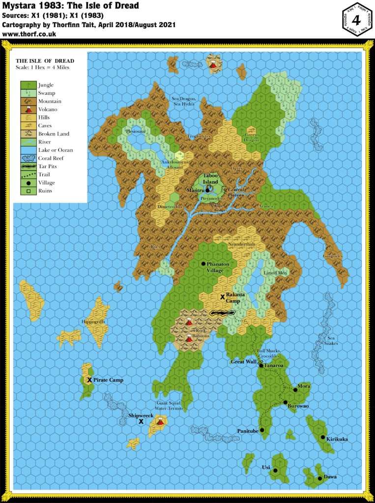 The Isle of Dread, 4 miles per hex (1983)