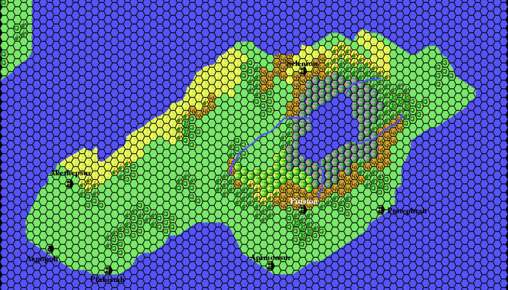 Aegos, 8 miles per hex by Thibault Sarlat, February 2000