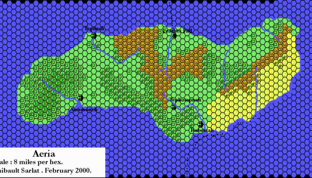 Aeria, 8 miles per hex by Thibault Sarlat, February 2000