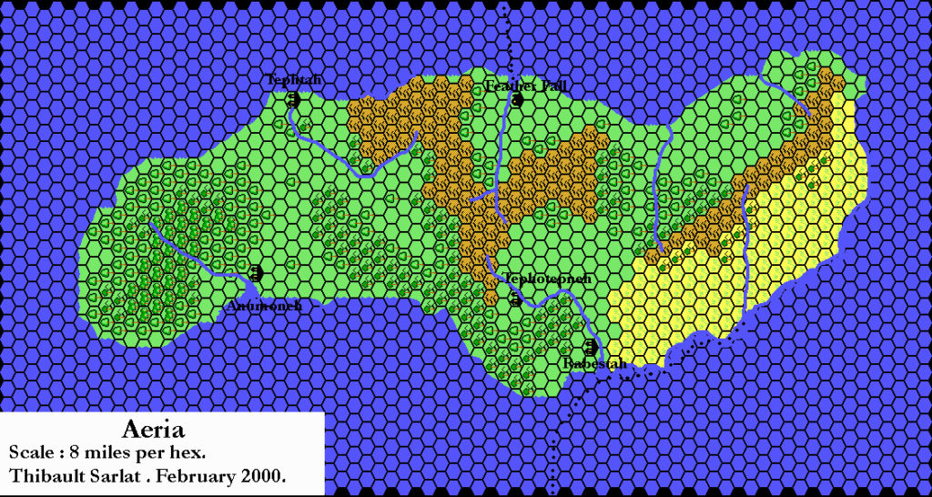 Aeria, 8 miles per hex by Thibault Sarlat, February 2000
