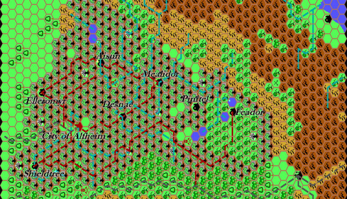 Kingdom of Alfheim, 8 miles per hex by Thibault Sarlat, August 1999 (Restored by Thorfinn Tait, August 2021)
