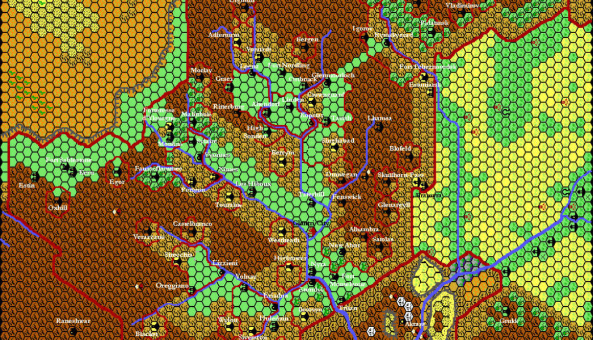 Glantri, 8 miles per hex by Thibault Sarlat, c. August 2000