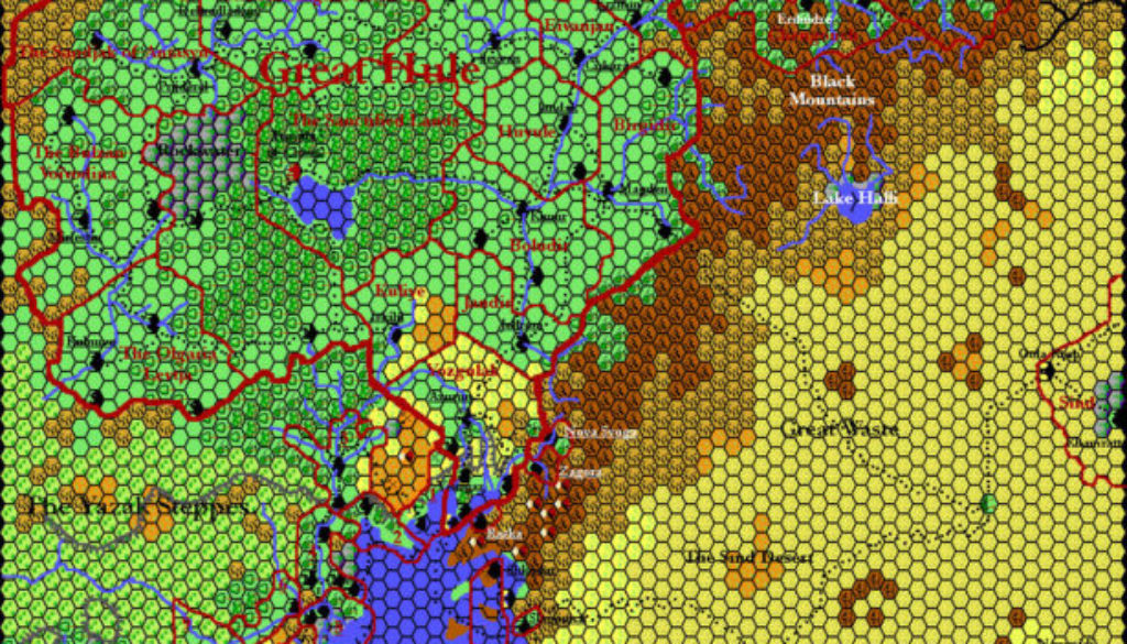 Hule, 24 miles per hex by Thibault Sarlat, April 2001