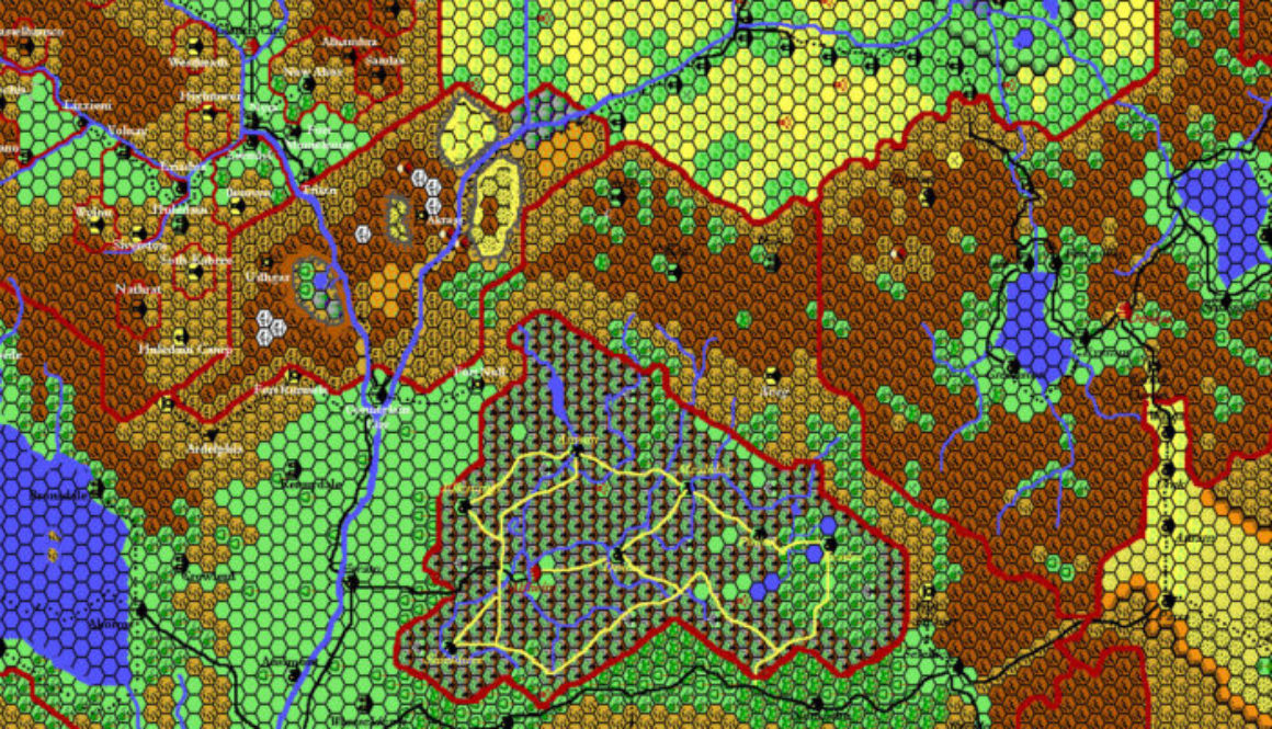 The Known World, 8 miles per hex by Thibault Sarlat, February 2000