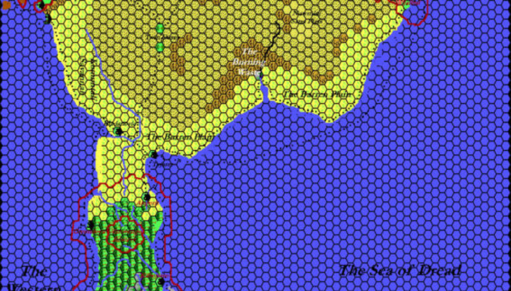 The Serpent Peninsula and the Great Waste, 24 miles per hex by Thibault Sarlat, November 2000