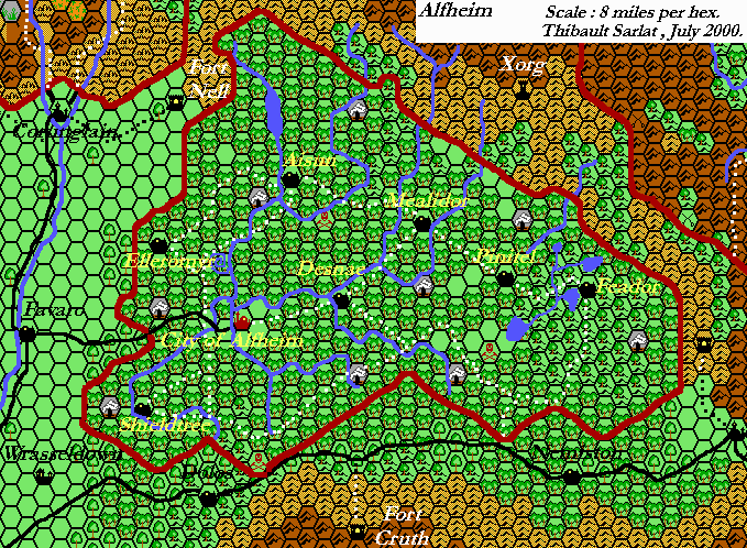 Kingdom of Alfheim, 8 miles per hex by Thibault Sarlat, September 2001