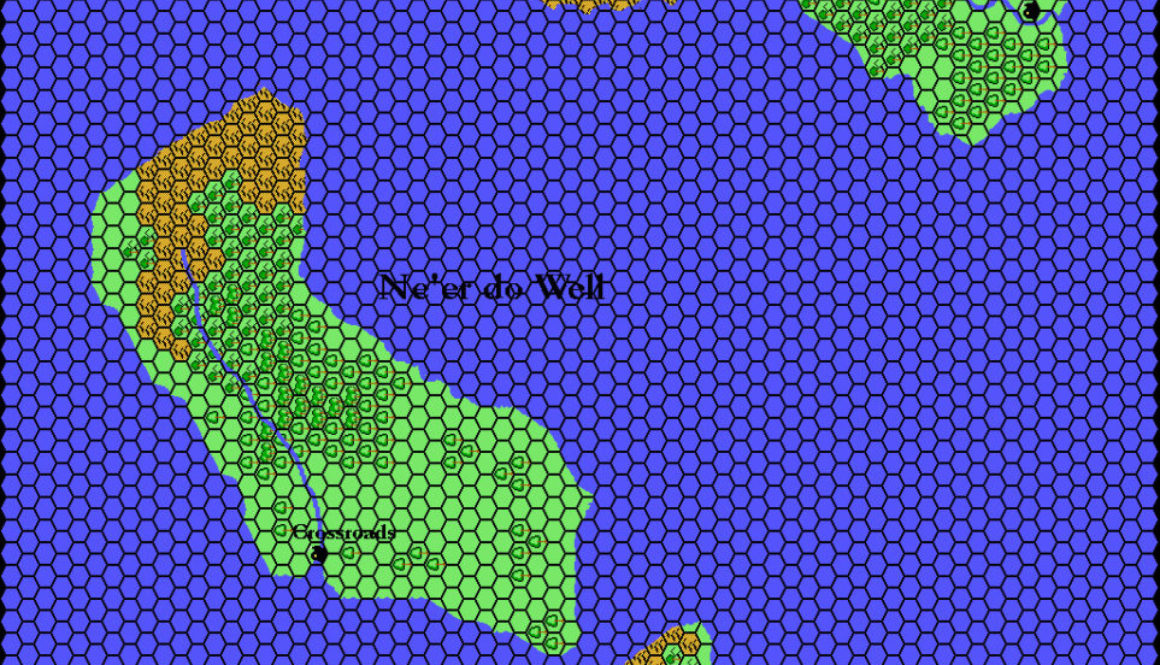 Gaity and Ne’er-do-well, 8 miles per hex by Thibault Sarlat, February 2000