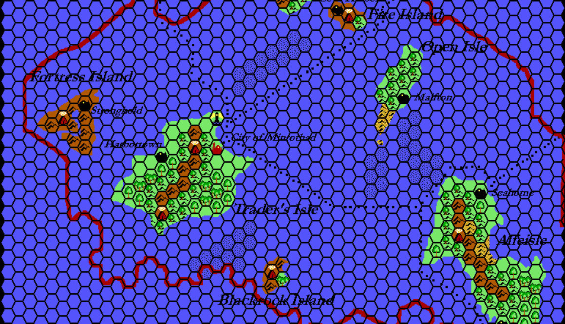The Minrothad Guilds, 8 miles per hex by Thibault Sarlat, c. November 2004