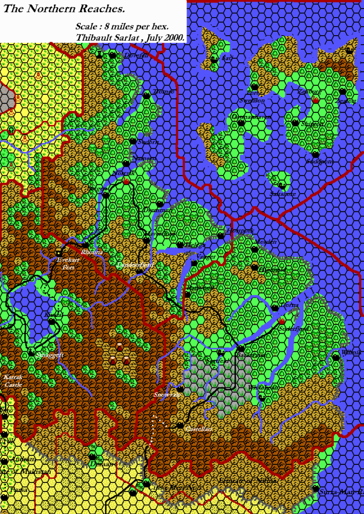 The Northern Reaches, 8 miles per hex by Thibault Sarlat, November 2000