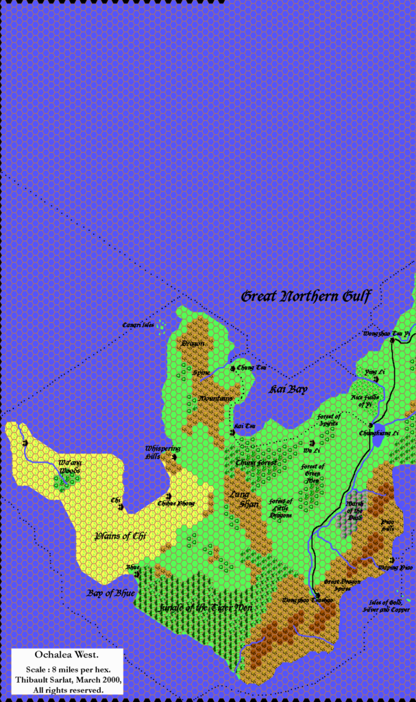 Western Ochalea, 8 miles per hex by Thibault Sarlat, March 2000