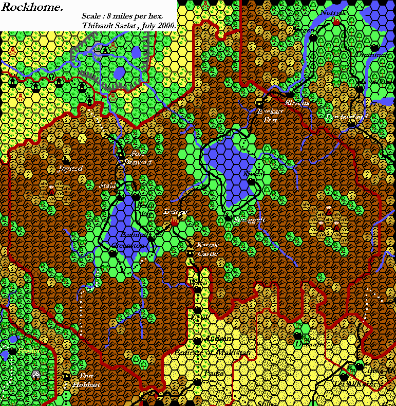 Kingdom of Rockhome, 8 miles per hex by Thibault Sarlat, September 2001