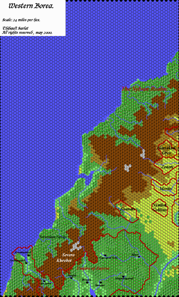 Western Borea, 24 miles per hex by Thibault Sarlat, August 2000