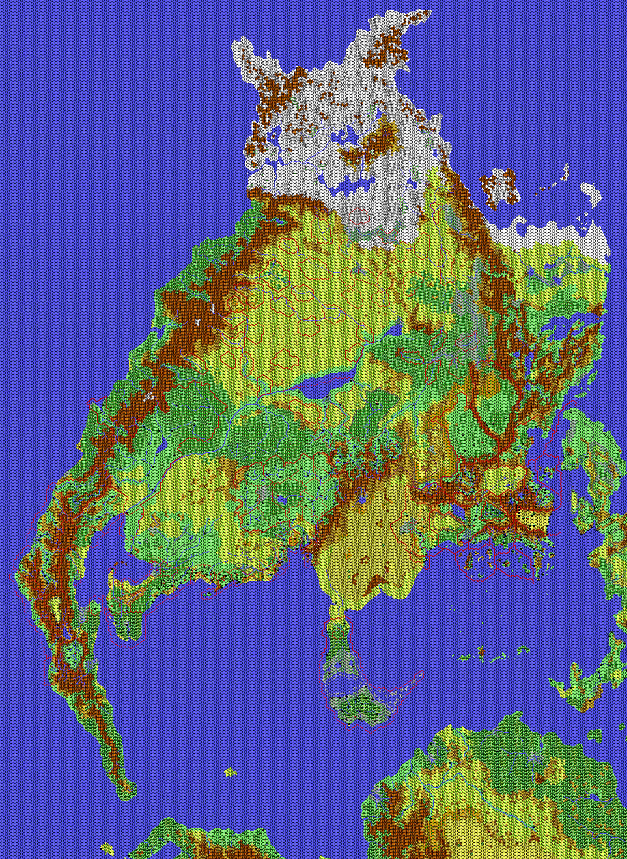 The Continent of Brun, 24 miles per hex by Thibault Sarlat, November 2001